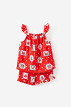Kids Babydoll Family Xmas Pj Set Personalised, VARSITY RED/RUDOLPH SPOT - example image 2