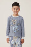 Winston Long Sleeve Pyjama Set Personalised, STEEL/SKATER BUNNY - alternate image 2