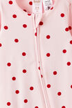 Growie Long Sleeve Zip Romper, TEA PARTY PINK/POLKA DOT - example image 2