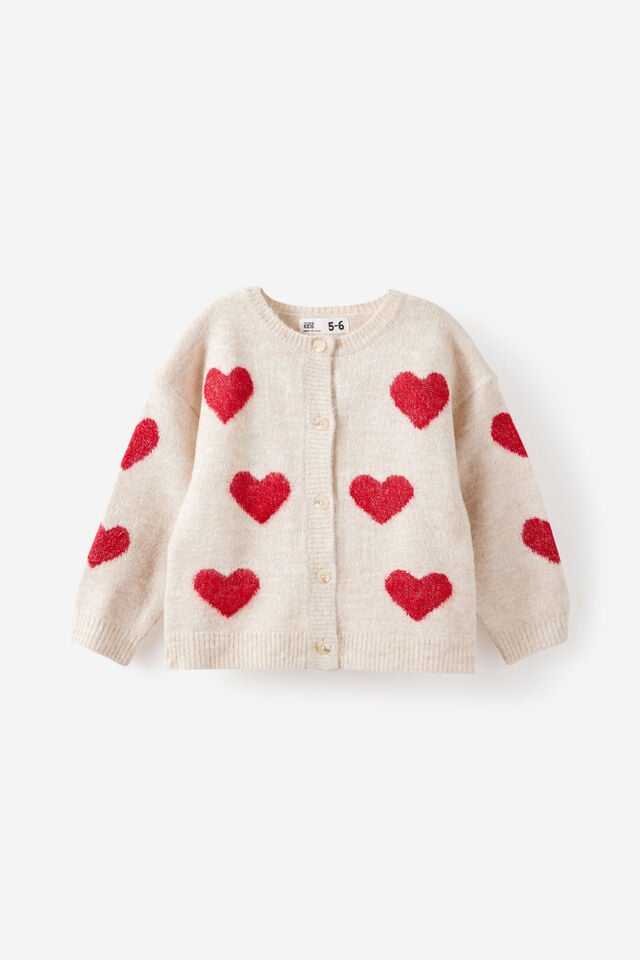 Cosi Knit Cardigan, OATMEAL MARLE/HEART