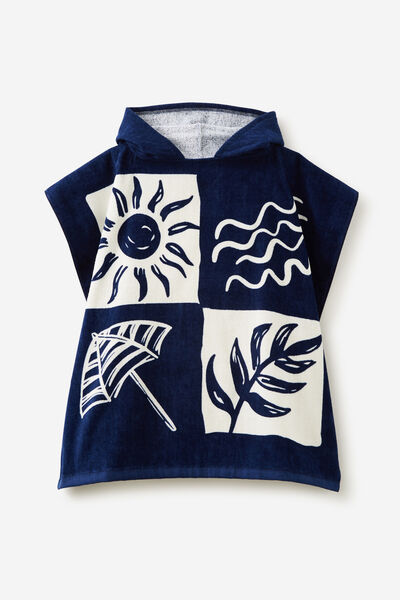 Kids Hooded Towel, IN THE NAVY/BEACH