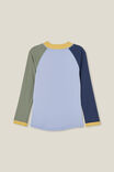 Flynn Long Sleeve Raglan Rash Vest, DUSK BLUE/SWAG GREEN/IN THE NAVY SPLICE - alternate image 3