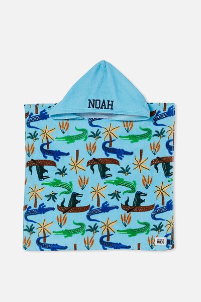 Personalised Baby Hooded Towel, HEAVEN BLUE/CROCS