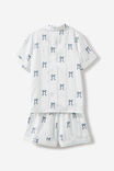 Casey Short Sleeve Pyjama Set, BARBER BLUE/STRIPE BOWS - alternate image 3