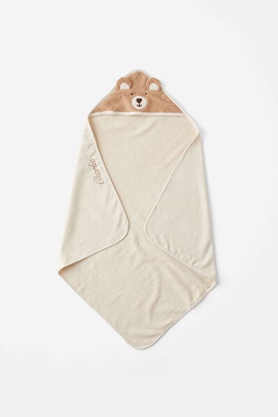 Baby Snuggle Towel - Personalised, TAUPY BROWN/BEAR