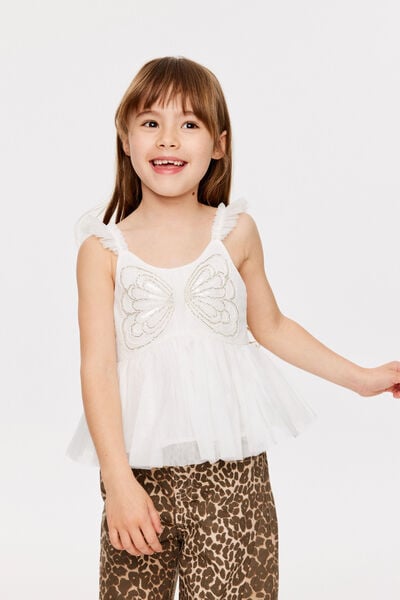 Embellished Sleeveless Top, VANILLA