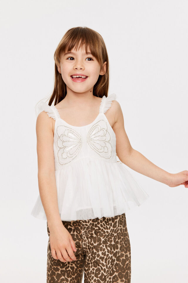 Embellished Sleeveless Top, VANILLA