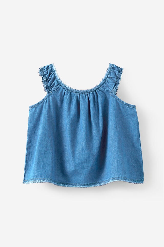 Gigi Babydoll Top, LIGHT WASH