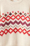Boys Cosy Crew Neck Sweater, OATMEAL FAIRISLE - example image 3