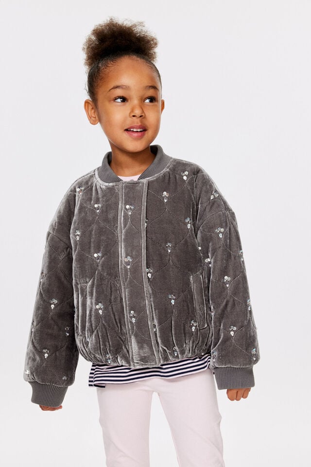 Bling Bomber Jacket, CHARCOAL