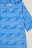 Kids Short Sleeve Hooded Towel, DUSK BLUE/DROP PILE WAVES - alternate image 2