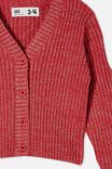 Carrie V Neck Cardigan, LUCKY RED