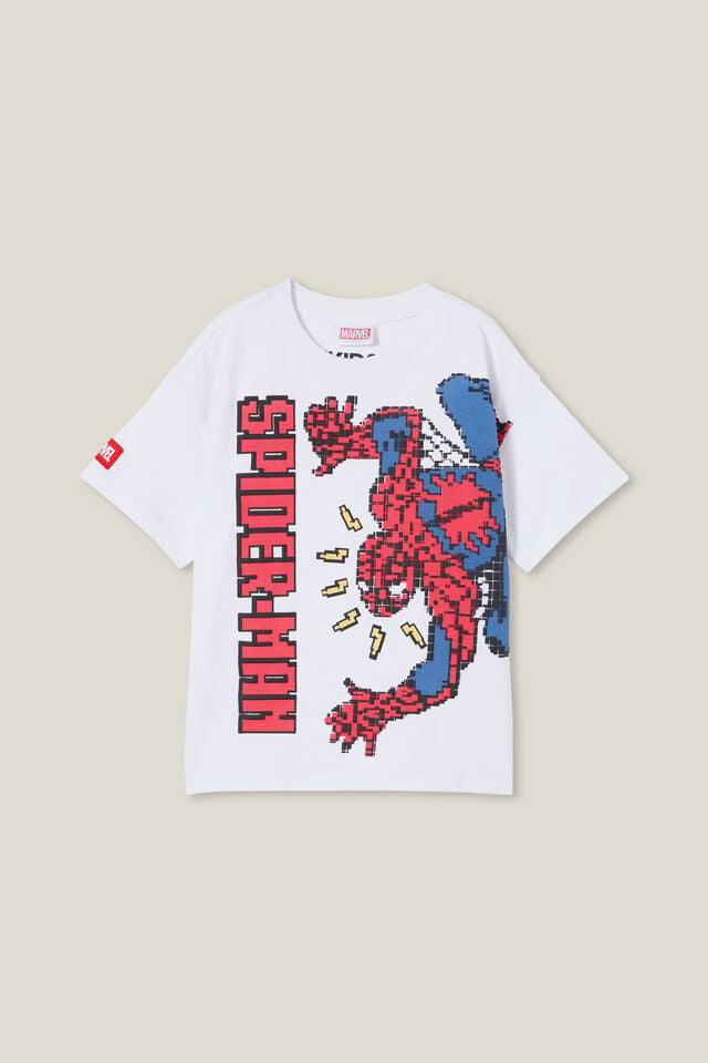 Camiseta - Spider-Man License Drop Shoulder Short Sleeve Tee, LCN MAR WHITE/SPIDERMAN CRAWL