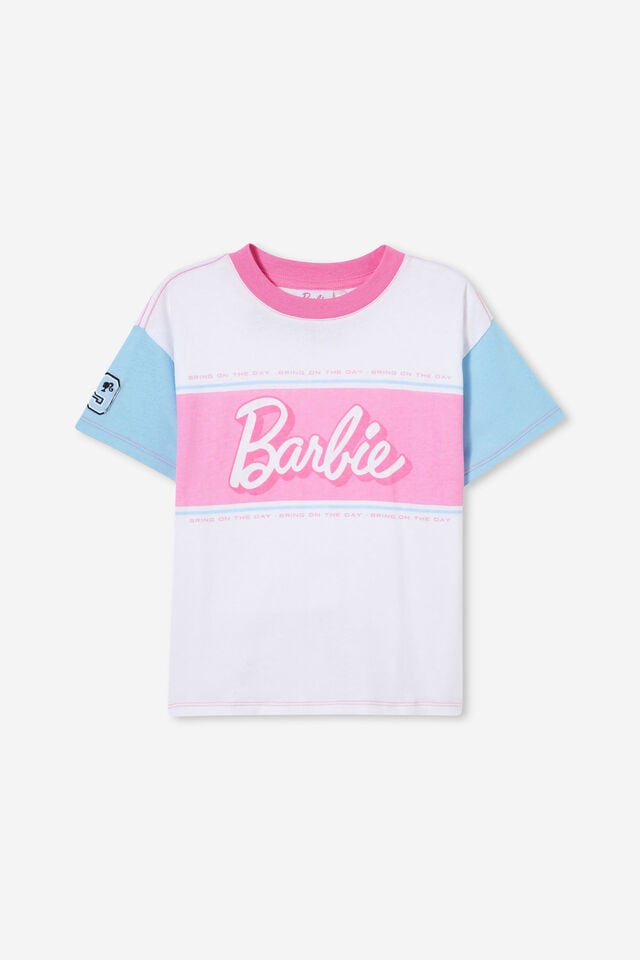 Barbie Drop Shoulder Short Sleeve Tee, LCN MAT BARBIE RACER/WHITE