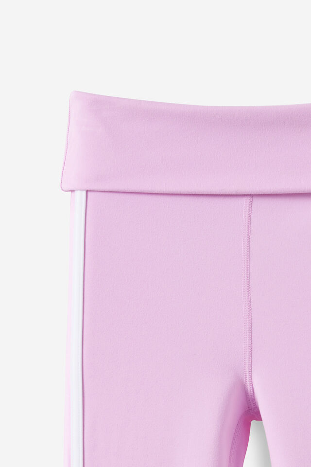 Soft Stretch Active Fold Over Flare Legging, PALE VIOLET/WHITE STRIPE