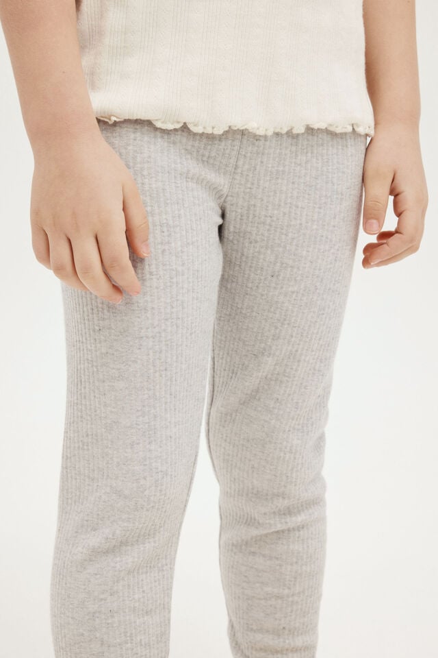 Maya Fleece Legging, LIGHT GREY MARLE RIB