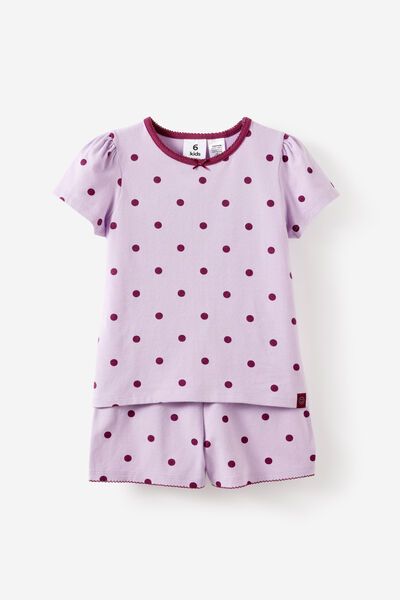 Dreamdrift Puff Short Slv Pj Set Pers, VINTAGE LILAC/BERRY JAM ARIA SPOT