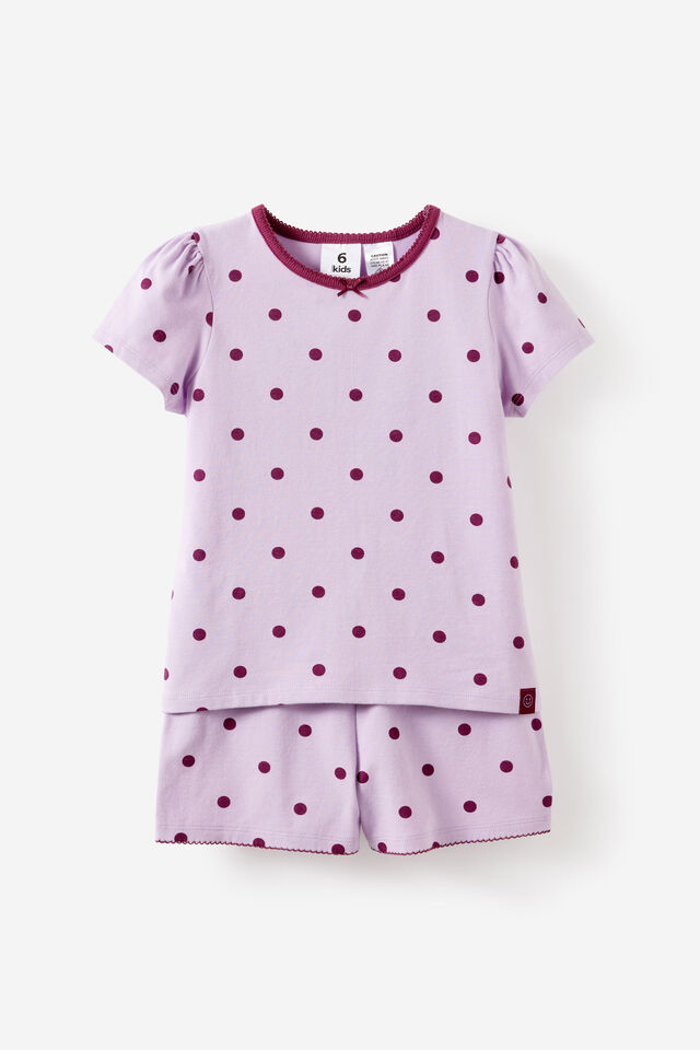 Dreamdrift Puff Short Slv Pj Set Pers, VINTAGE LILAC/BERRY JAM ARIA SPOT