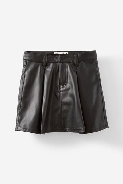 Brooklyn Box Pleat Skirt, BLACK PU