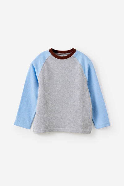 Noah Raglan Long Sleeve, GREY MARLE/CLOUD BLUE/ROCKY ROAD
