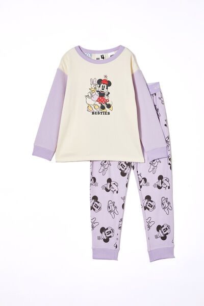 Serena Long Sleeve Pyjama Set Licensed, LCN DIS VINTAGE LILAC/MINNIE BFF