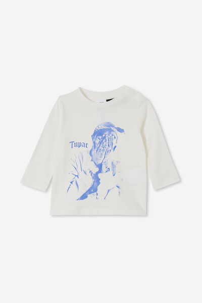 Camiseta - Jamie Long Sleeve Tee-Lcn, LCN BRA VANILLA/TUPAC HANDS