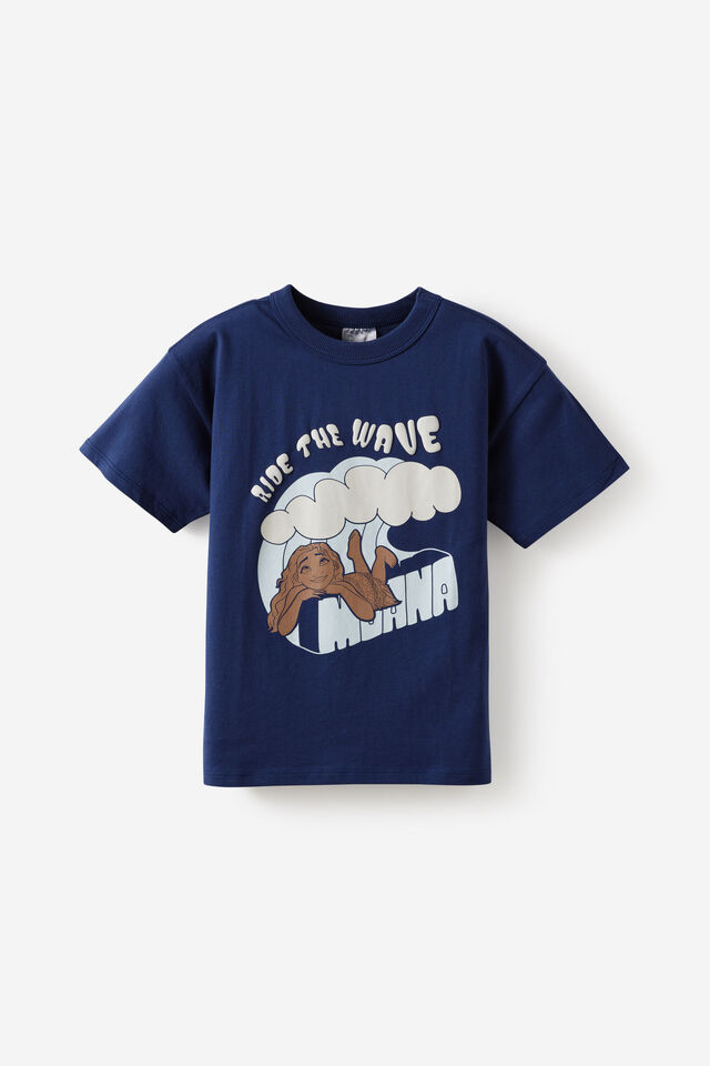 Moana Disney Drop Shoulder Short Sleeve Tee, LCN DIS MOANA RIDE THE WAVE/DENIM NAVY