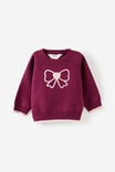 Baby Organic Blend Knit Sweater, BERRY JAM MARLE/BOW - example image 1