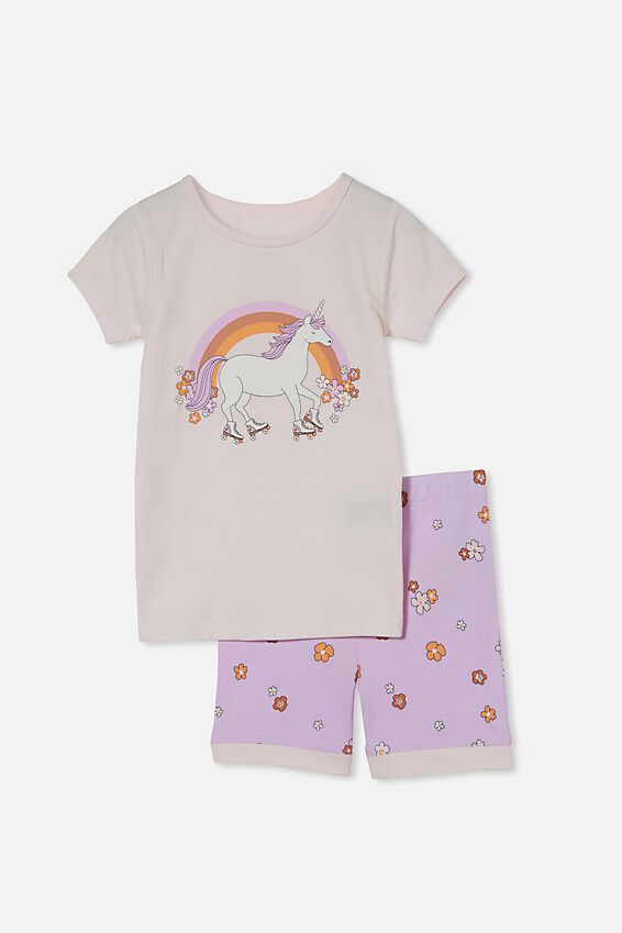 Nikki Short Sleeve Pyjama Set Roller Unicorn Pale Violet