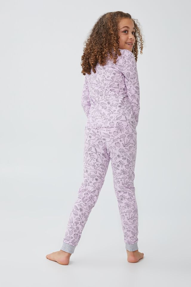 Florence Long Sleeve Pyjama Set, PALE VIOLET SKETCHY BUNNIES