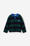 Boys Crew Neck Knit, WINTER JADE/SQUID INK - example image 2