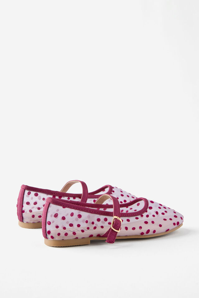 Kids Ballet Flat, VINTAGE LILAC MESH/FLOCKED SPOTS