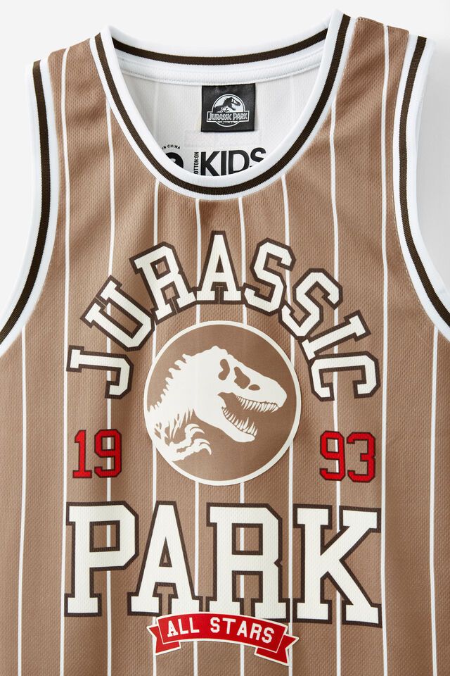 License Basketball Tank, LCN UNI TAUPY BROWN & WHITE STRIPE/JURASSIC P