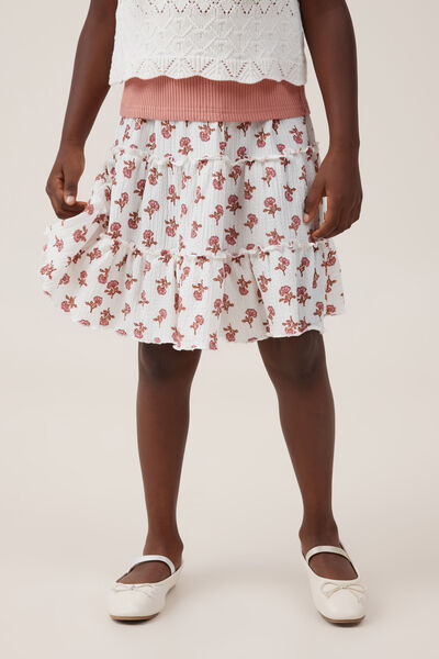 Hallie Tiered Skirt, VANILLA/MAEVE FLOWER STAMP