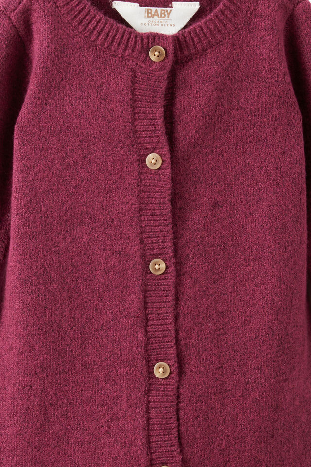 Baby Organic Knit Blend Long Sleeve All In One, BERRY JAM MARLE