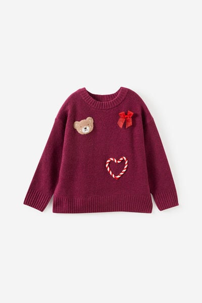 Soft Knit Sweater, BERRY JAM/CHRISTMAS