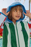 Kids Zip Thru Hooded Towel - Personalised, SEAGLASS/CONTRAST STRIPES - example image 2