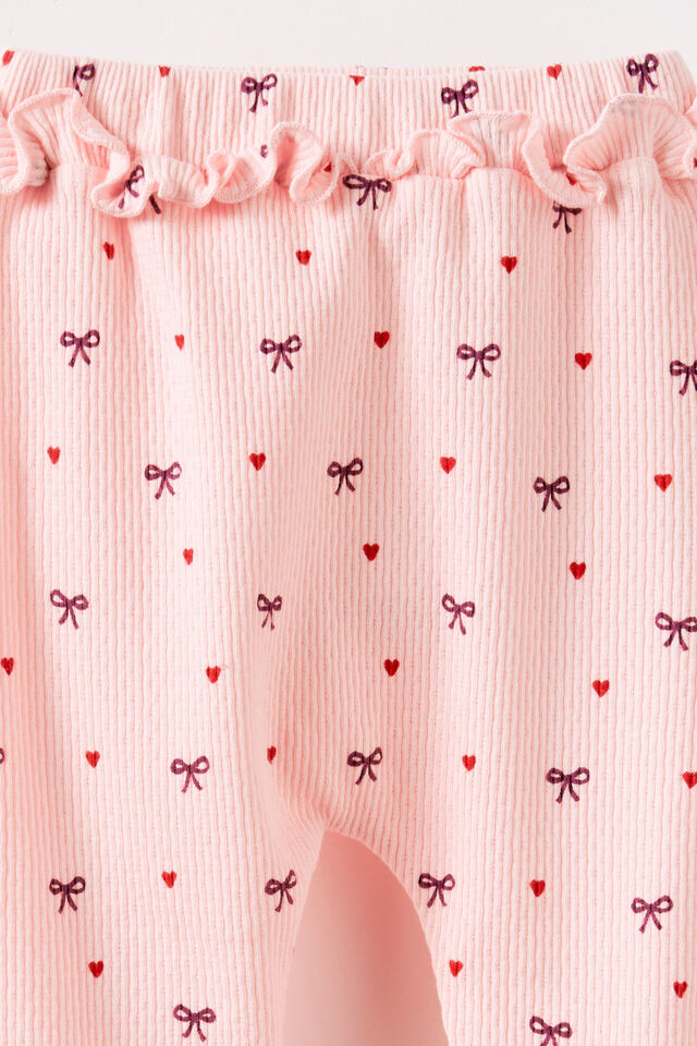Organic Pointelle Legging, POP PINK/BOWS & HEARTS