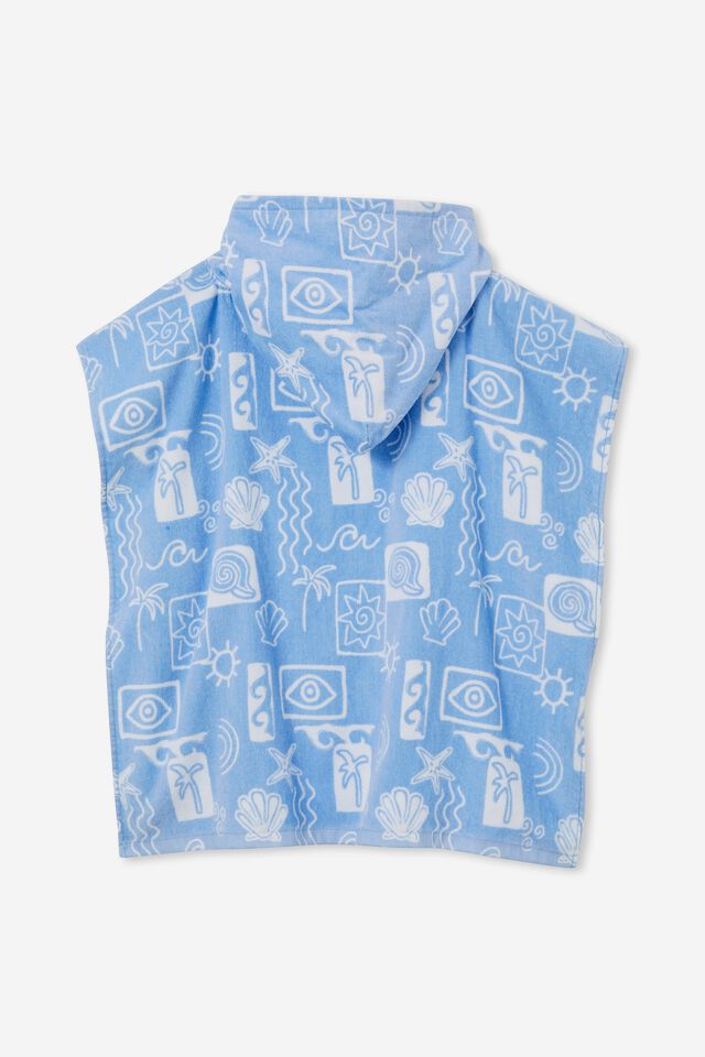 Kids Hooded Towel, AMALFI SHAPES/DUSK BLUE