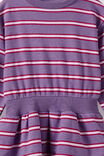 Crew Neck Ruffle Dress, ISLAND PUNCH/BERRY JAM STRIPE - example image 2