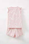 Stacey Short Sleeve Flutter Pyjama Set, BLUSH PINK/ UNICORN FIELDS - alternate image 3