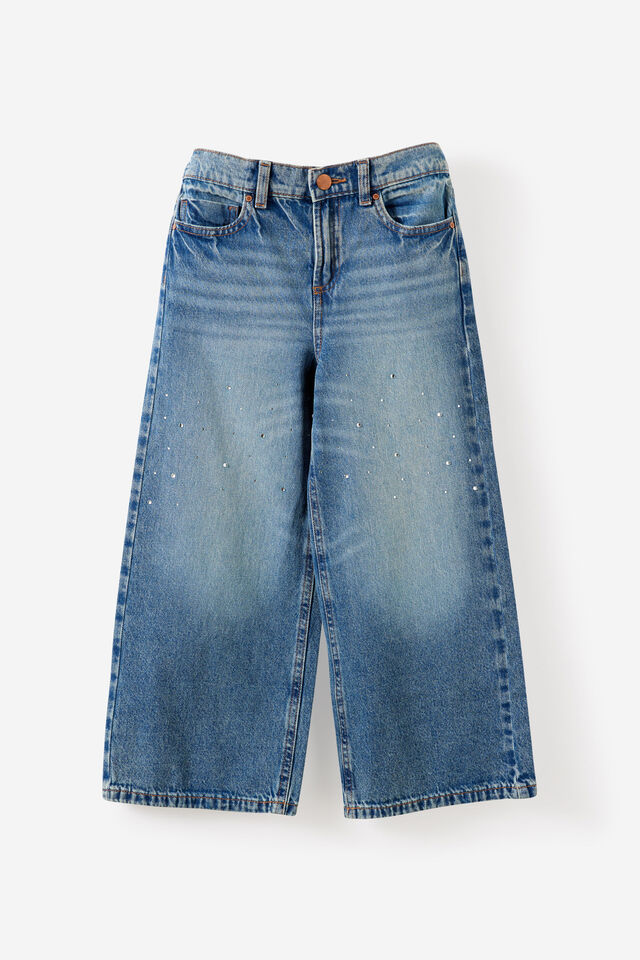 Super Wide Leg Denim Jean, BLUE HAVEN MID BLUE/BLING