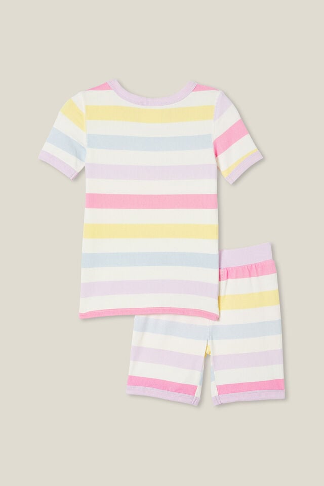 Harlow Super Soft Short Sleeve Pyjama Set, MULTI/BOLD RAINBOW STRIPE