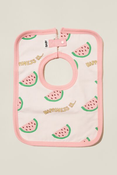 The Square Bib, CRYSTAL PINK/HAPPINESS IS..