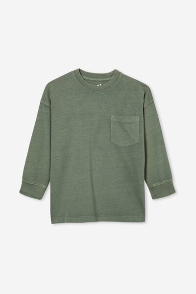 The Essential Long Sleeve Tee, SWAG GREEN WASH