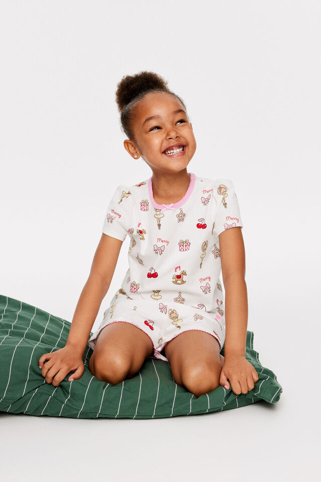 Dreamdrift Puff Short Slv Pj Set, VANILLA/MERRY GLOW