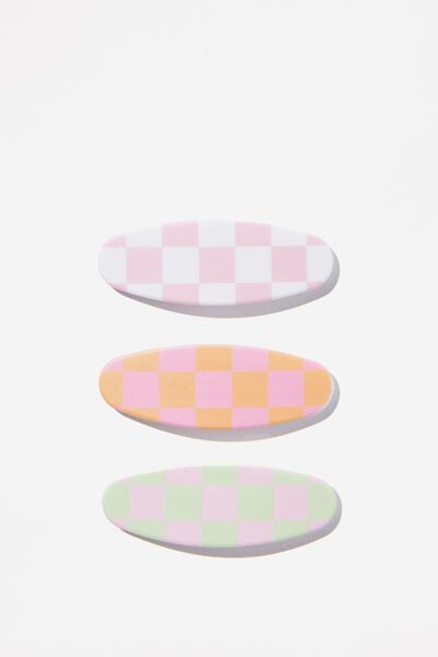 90S Snap Clips, CHECKER OVAL SNAPS