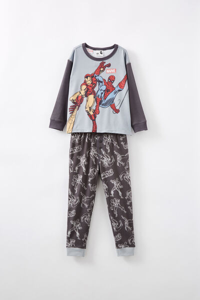Chuck Long Sleeve Pyjama Set Licensed, LCN MAR WINTER GREY/ IRON MAN & SPIDERMAN BFF