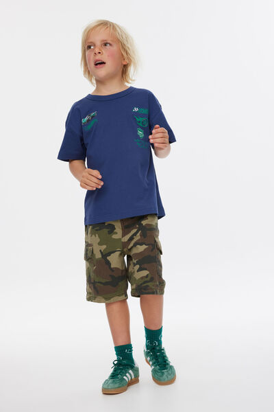 Licensed Drop Shoulder Short Sleeve Tee, LCN MAT NAVY DENIM/ HOT WHEELS AUTO CLUB