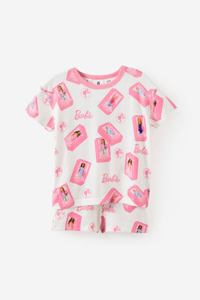 Snoozesoft Short Sleeve Pj Set License, LCN MAT STRAWBERRY MILK/BARBIE